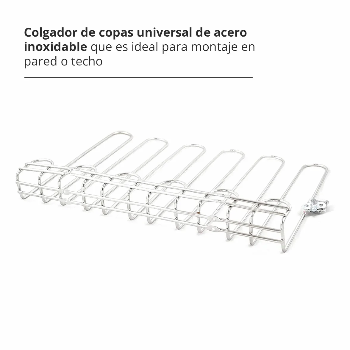Hostelnovo - Confezione da 2 ganci per tazze da soffitto e da parete - Supporto per calici da vino, ideale per bar o ristorante in acciaio inox 18/8, 821/2