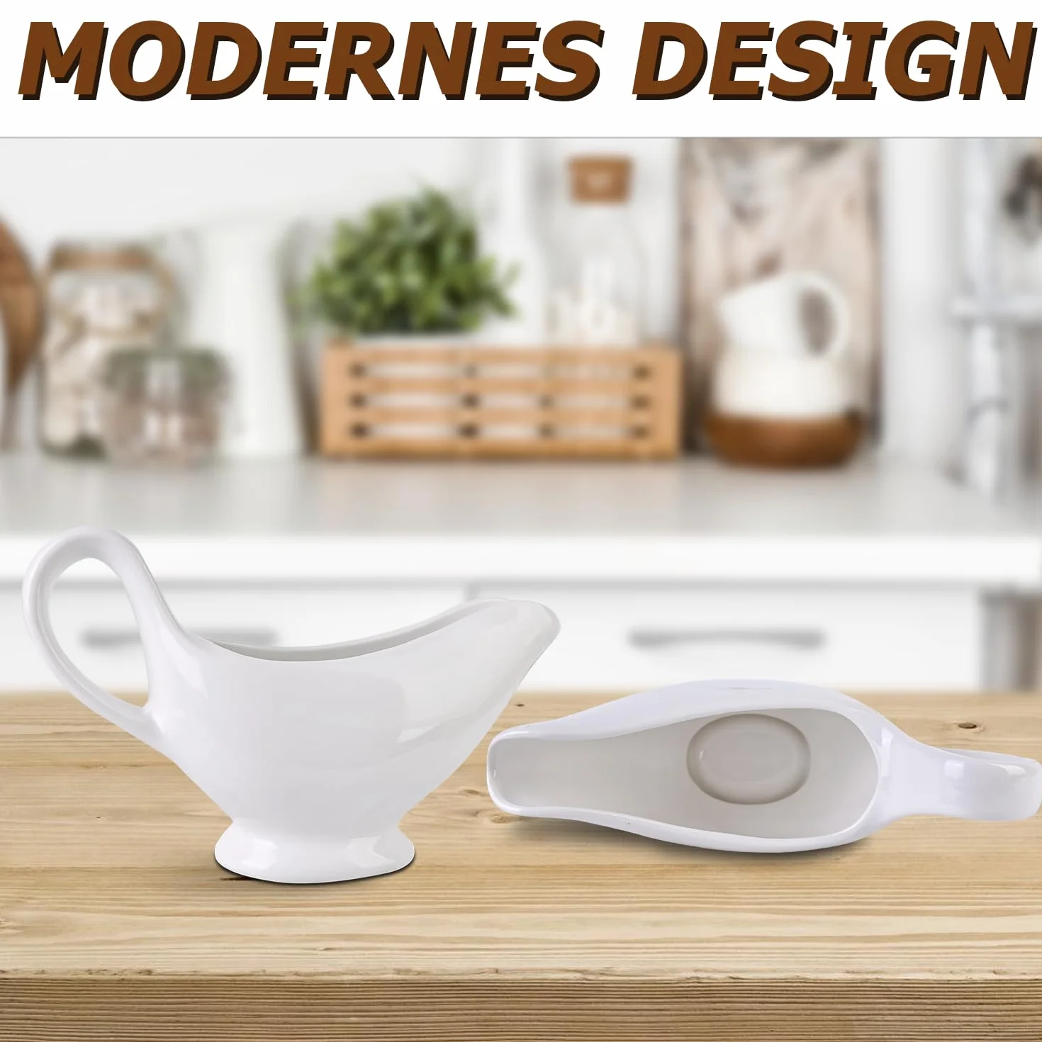 Nizirioo Salsiera in porcellana 310 ml - Vaso per salsa con manico, contenitore per condimenti, crema e brodo di latte, design elegante, grande manico