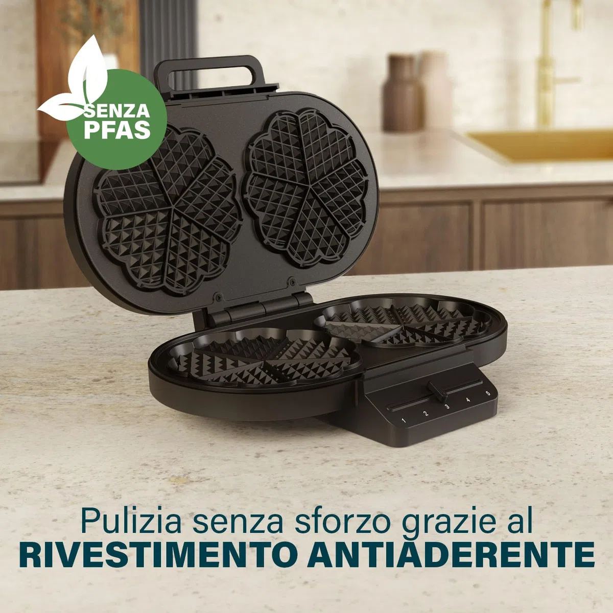 Princess Piastra per Waffle a Cuore, 10 Waffle, 1200W, Termostato Regolabile, Antiaderente, Manici Isolati, Protezione Surriscaldamento, Facile da Pulire, Conservazione Verticale, 132384