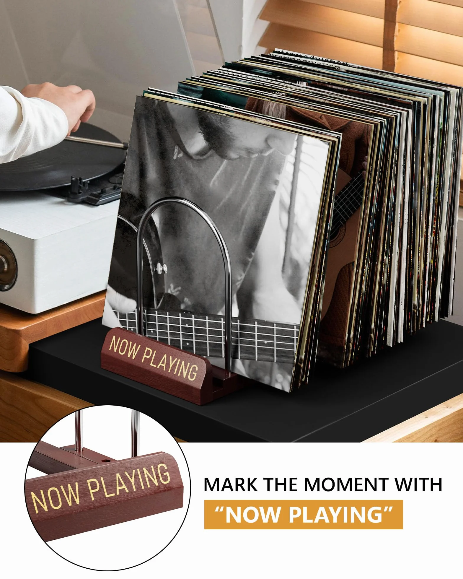 BS-VOG Supporto per dischi in vinile, supporto espandibile per 30-70 LP, espositore per album, robusto supporto in vinile per decorazioni domestiche e amanti della musica