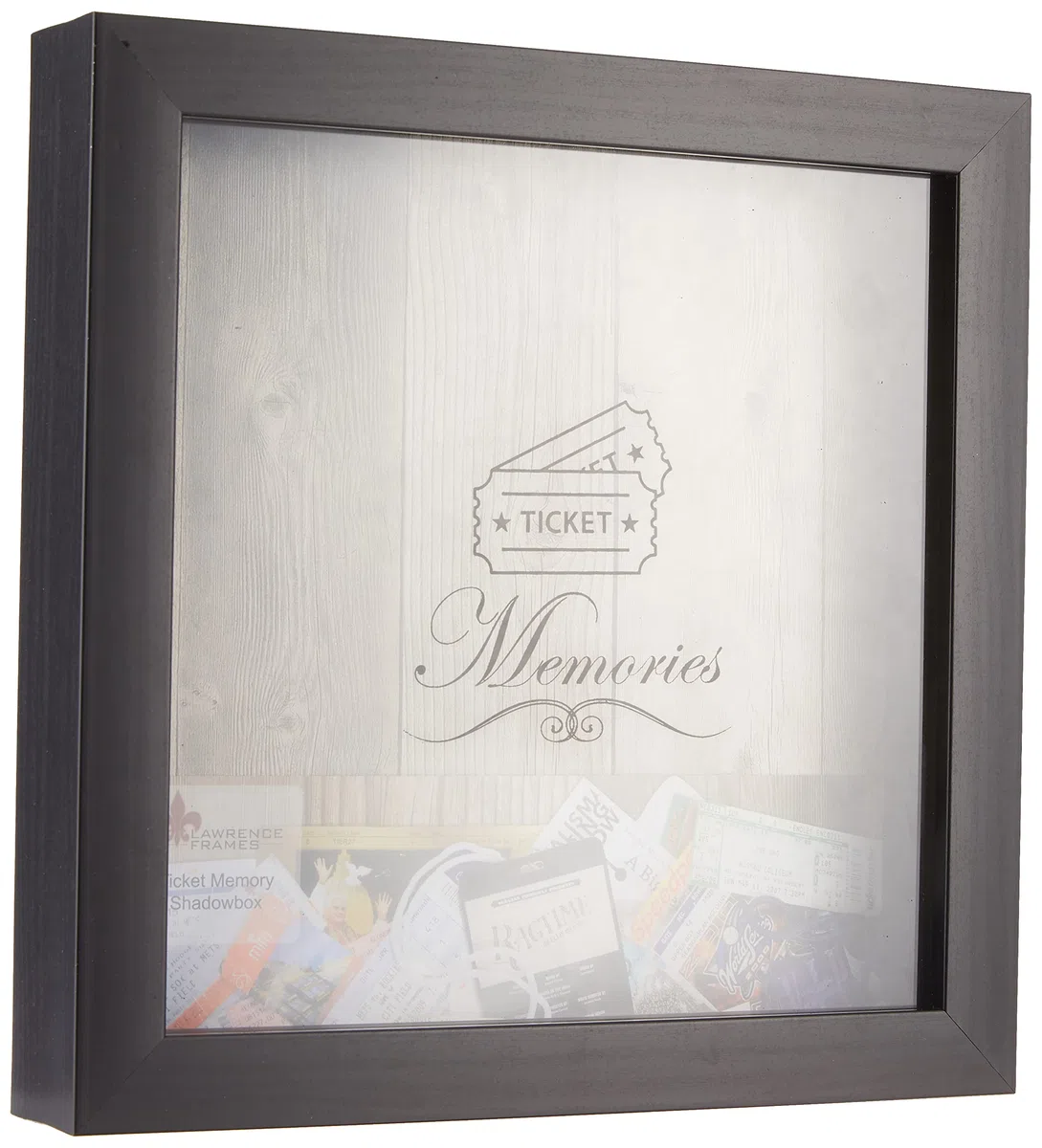 Lawrence Frames Ticket Holder Porta Biglietti 10x10 Black Shadow Box, Tessuto, Nero, 10 x 10