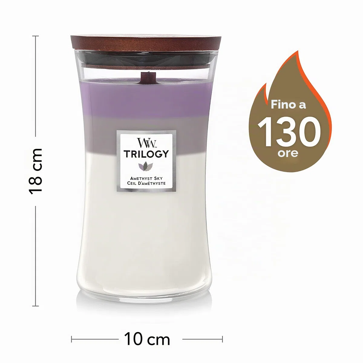 WoodWick Trilogy candela grande profumata con stoppino scoppiettante |Amethyst Sky | Durata Fino a 130 Ore