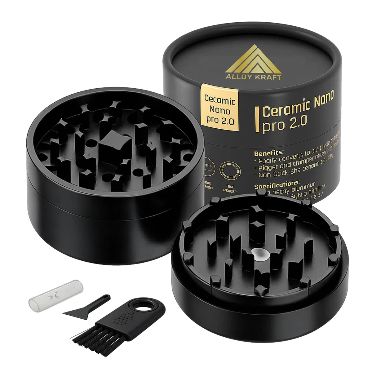 Grinder Premium CERAMIC NANO PRO 2.0 | Rivestimento Nano Ceramico Antiaderente | Sistema Quick-Connect senza filettatura con magnete N52 | Ø 62 mm Camera Profonda | Grinder per Erbe e Spezie