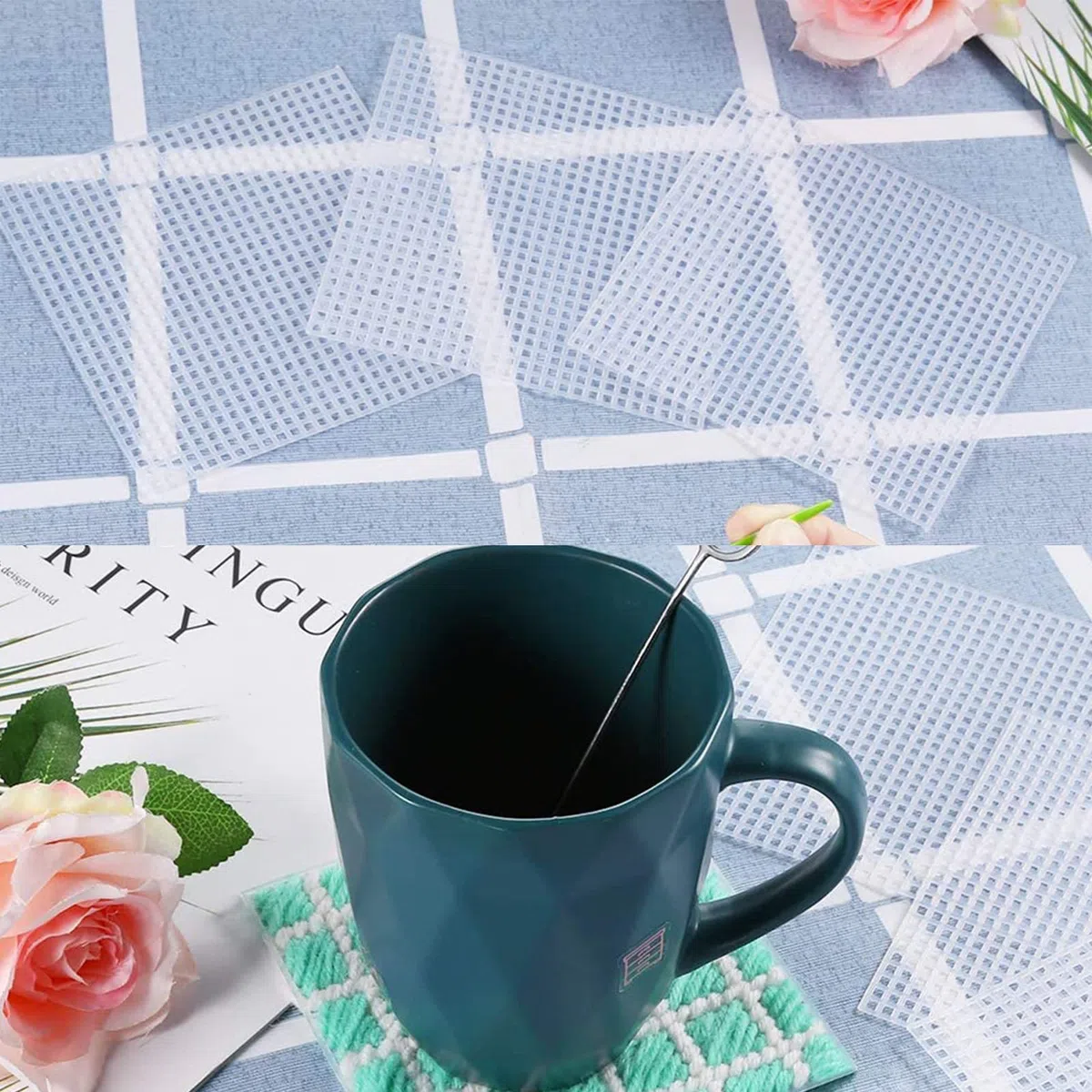 Plastic Canvas, Tela di Plastica a Rete, Rete Canvas per Borse, Plastic Canvas per Borse, Plastica Canvas Ricamate, 2 Pezzi Rete Plastica Maglia Piccola per Progetti a Maglia e Uncinetto, 21 * 28cm