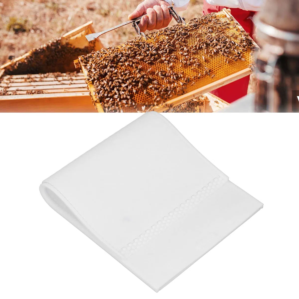 Zerodis Stampo in Foglio di Cera D'api, 2 Fogli a Nido d'Ape da 5,4 Mm Che Realizzano Stampi Foglio di Base in Cera D'api in Silicone Foglio di Fondazione Manuale in Cera D'api