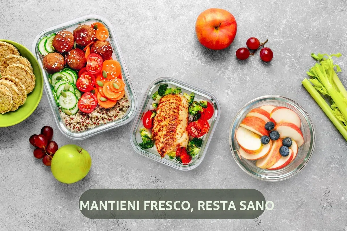 MCIRCO Contenitori in vetro per alimenti 24 pezzi [12 contenitori + 12 coperchi] - Contenitori in vetro - Coperchi trasparenti - per la cucina di casa o il ristorante