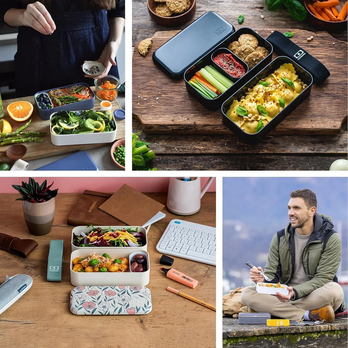 monbento – Porta Pranzo Original – Lunch Box Microonde Adulti – Contenitore Ermetico 2 Livelli – Ideale per Ufficio/Meal Prep – Schiscetta Senza BPA – Lavabile in Lavastoviglie - Blu/Verde
