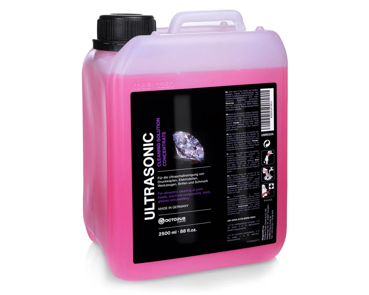 Octopus Special Ultrasonic Cleaner, concentrato per l'uso in pulitore ad ultrasuoni, pulitore per Occhiali, pulitore igienico per Gioielli 2,5L (2500ml)