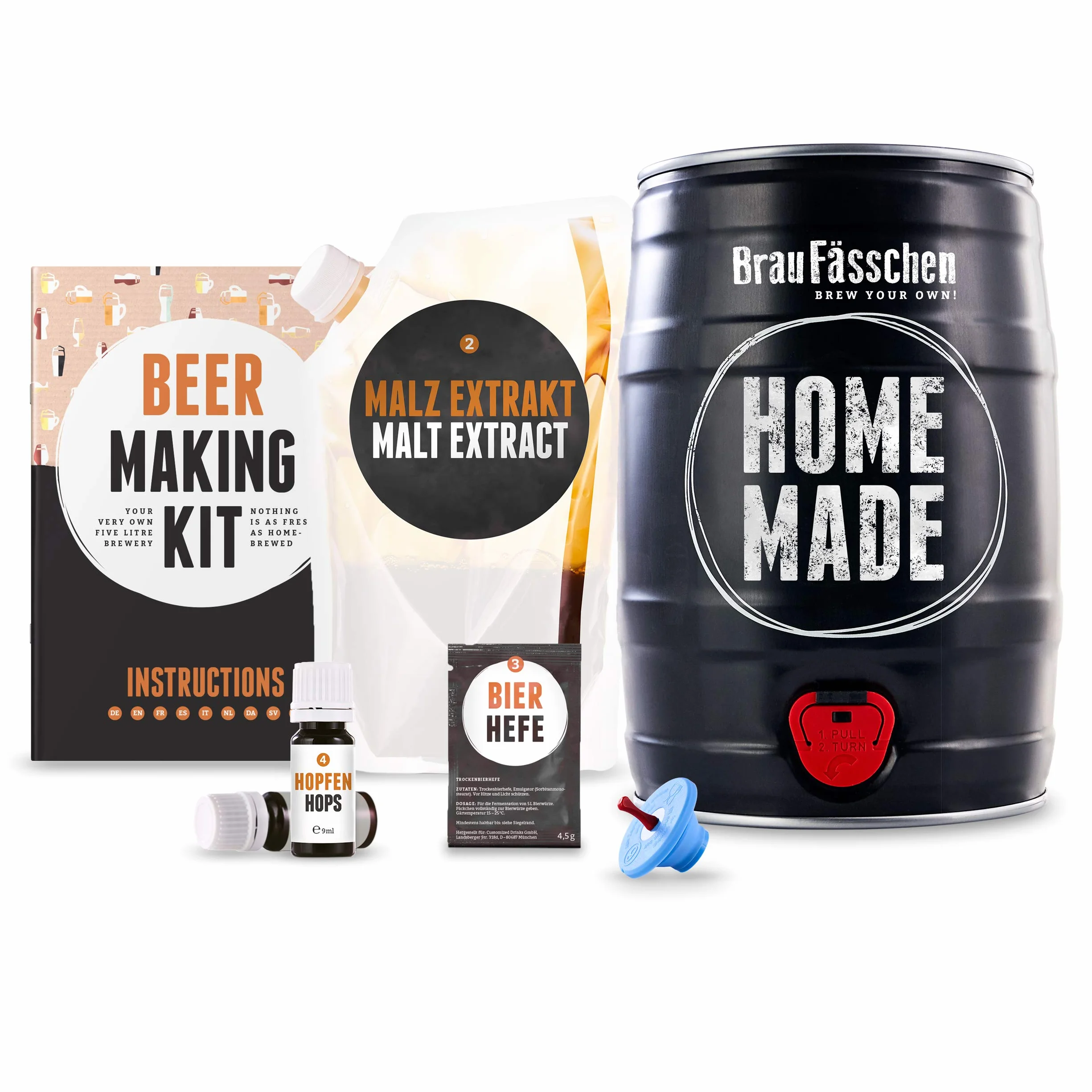 Braufässchen |Set per Birra Fai da Te | Pils in Fusto da 5 Litri | Pronto in 7 Giorni | Regalo per Uomini, Amici o papà | Regalo di Birra