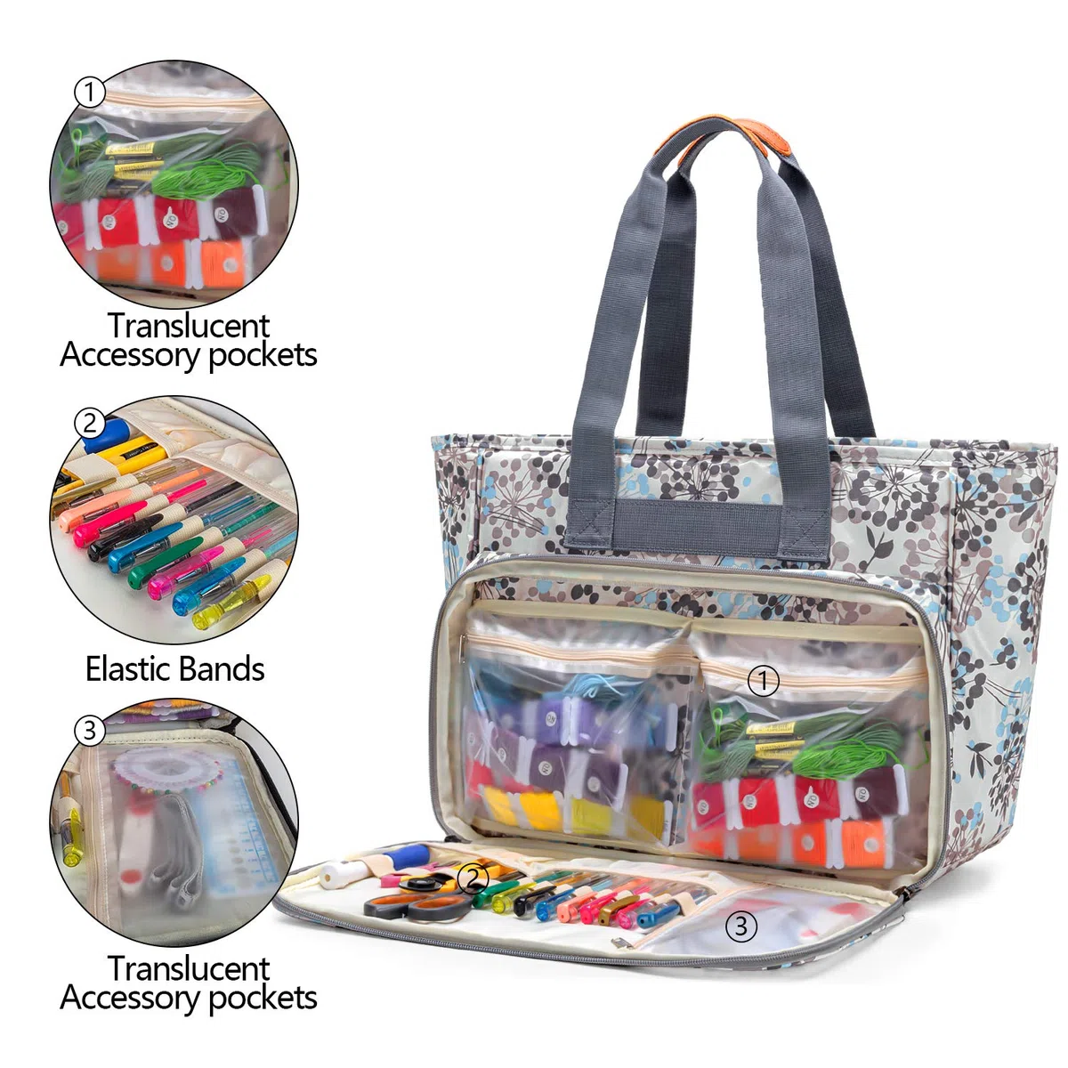 Yarwo Ricamo Starter Kit Organizzatore, Borsa per Starter Kit Filo da Ricamo, Borse da Trasporto per Telaio da Ricamo, Fili per Ricamo o Altre Forniture per Ricamo