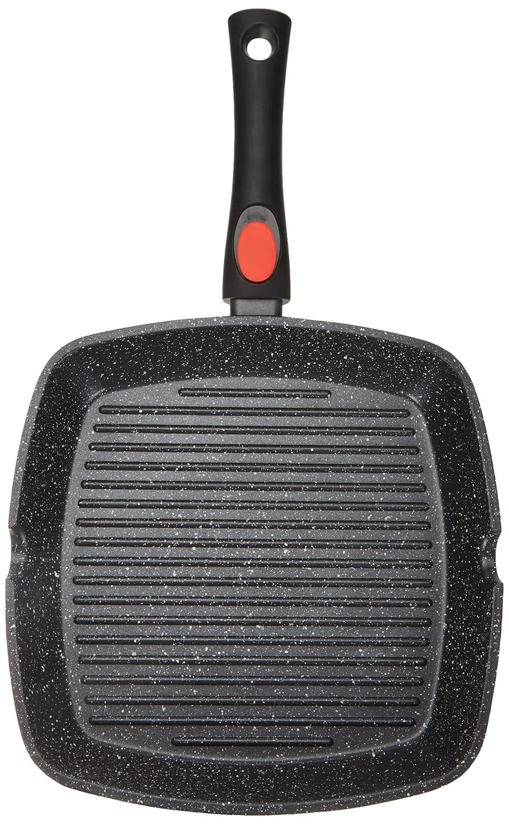 KAMBERG Padella Griglia 28 x 28 cm, Manico Rimovibile, Ghisa di Alluminio, Rivestimento Antiaderente di Alta Performance Pietra, Tutti Fornelli y induzione, Senza PFOA