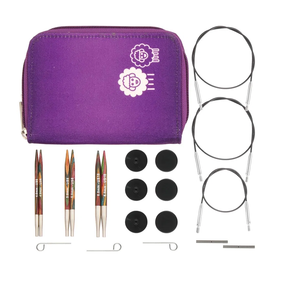 Set ferri da maglia circolari intercambiabili KnitPro Symfonie, Principiante, 4.00, 5.00 e 6.00 mm più accessori