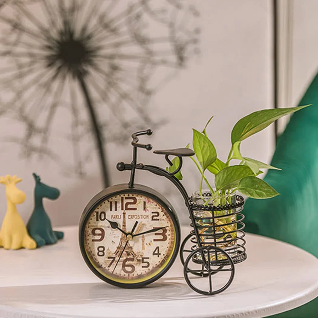 Orologio da tavolo da bicicletta alla moda creativo in ferro metallo silenzioso orologio da tavolo soggiorno camera da letto decorazione