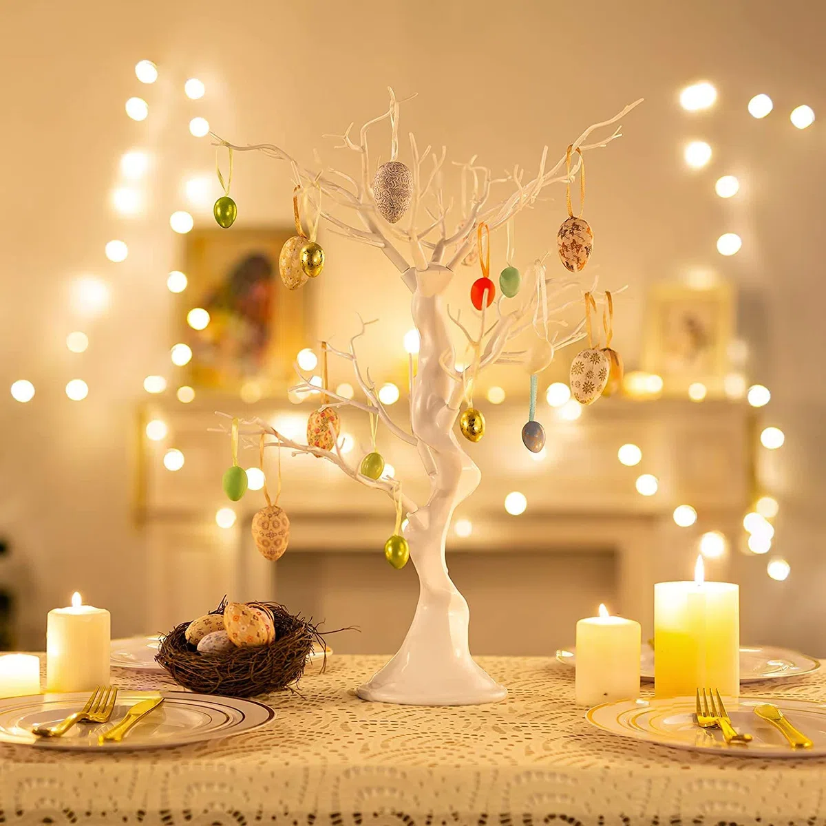 Sziqiqi Bianco Albero Di Pasqua Grande: 58cm Albero Pasquale Per Tavolo Da Ricevimento Di Nozze - Bianco Ramo Decorativo Legno Di Pasqua Per Matrimonio Nozze Natale