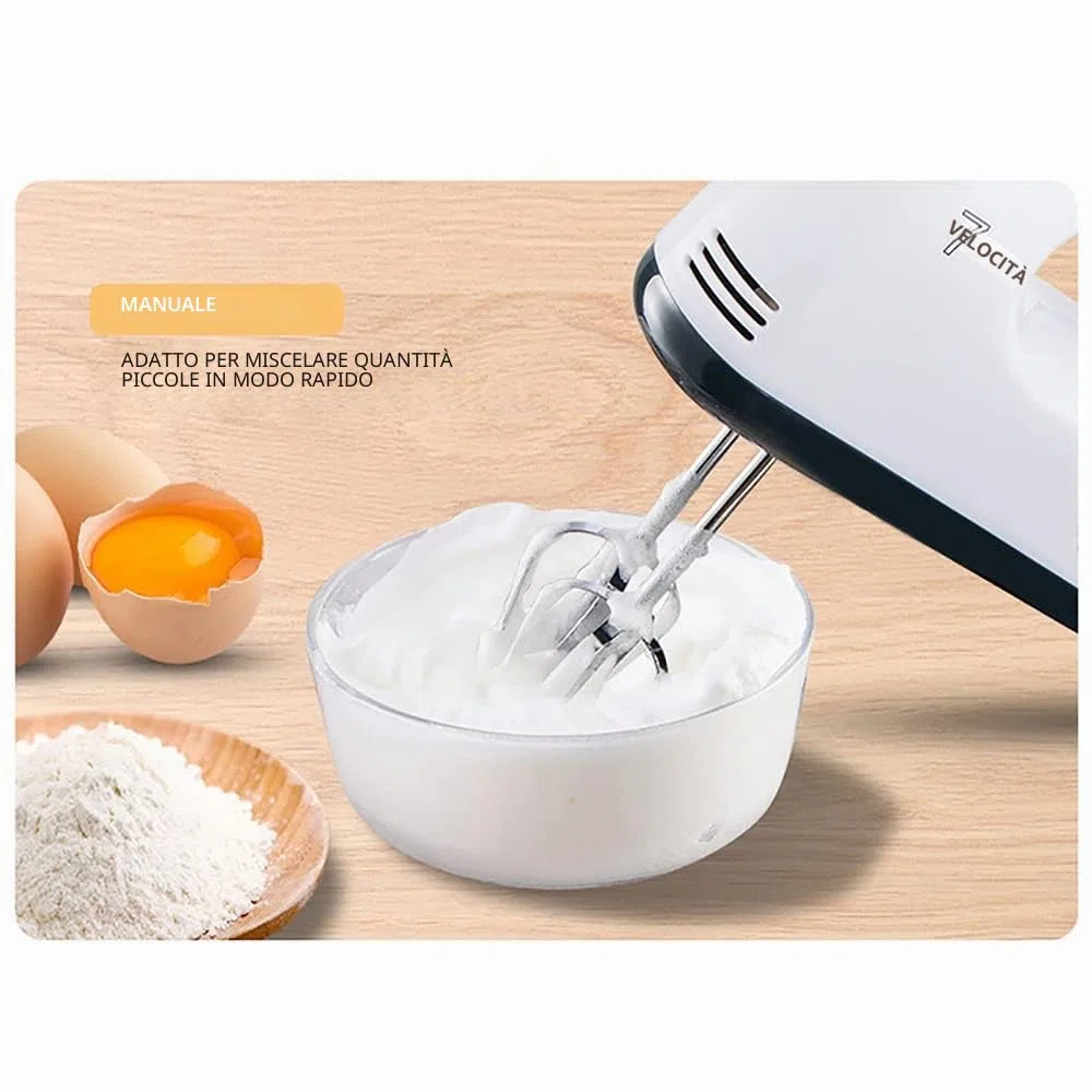 Robot da cucina impastatrice con 7 velocità, mixer per torte con ciotole in acciaio inox da 1,7L, dispositivo multifunzione, frullatore, impastatrice, stand mixer, 100W
