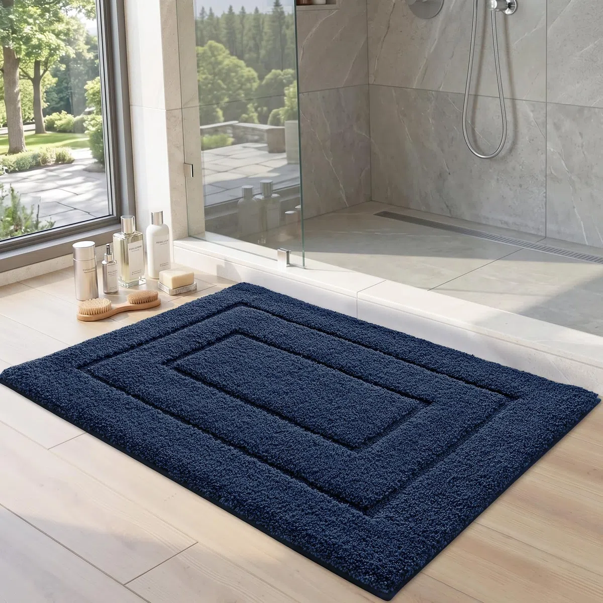 DEXI Tappeto Bagno 50 x 80 cm, Tappetino in Microfibra, Tappeti Assorbente Antiscivolo, Soffice Tappetini Doccia, Lavabile in Lavatrice, Blu Reale