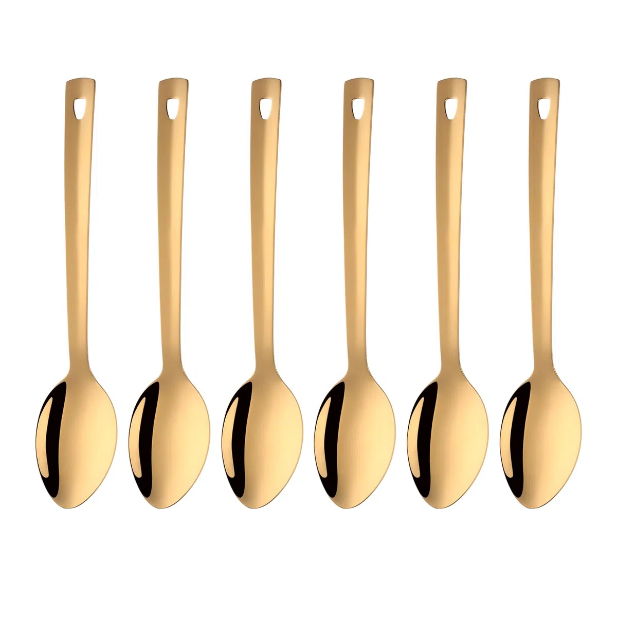 Cucchiai da tavola grandi da 33 cm per servire, in acciaio inossidabile, set di cucchiai da buffet con manico lungo, per feste, cene, cucina, ristorante (oro, 6 pezzi)
