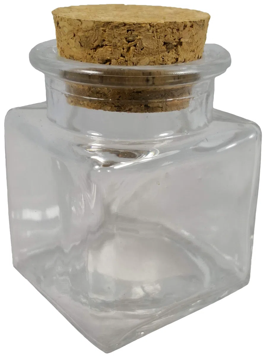 48 barattoli bomboniera confettata in vetro quadro quadrato con sughero 4 cm