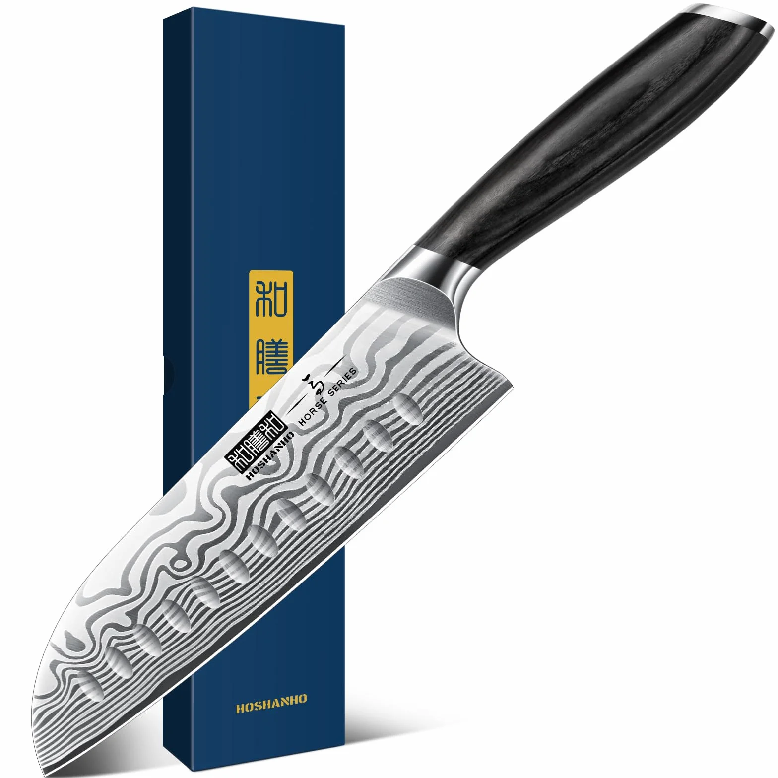 HOSHANHO Coltello Santoku da 18 cm, Coltello da Cucina Giapponese Ultra-Affilato in Acciaio ad Alto Tenore di Carbonio, Coltello da Chef Professionale con Manico Ergonomico