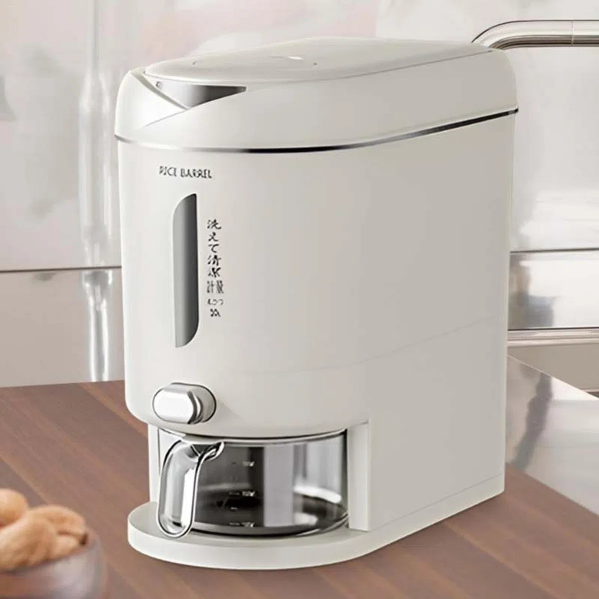 Dispenser di riso – contenitore per riso, dispenser per cereali da cucina, ermetico, grande, resistente all'umidità, dispenser multifunzionale per riso, cereali, mais, soia e farina d'avena