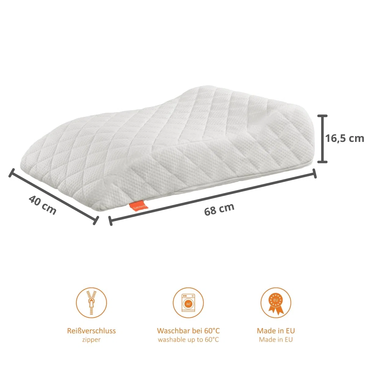 sleepling 190114 vene cuscino flebologico, cuscini venoso per le gambe, Made in EU, 100% cotone, 40 x 68 x 16,5 cm, bianco