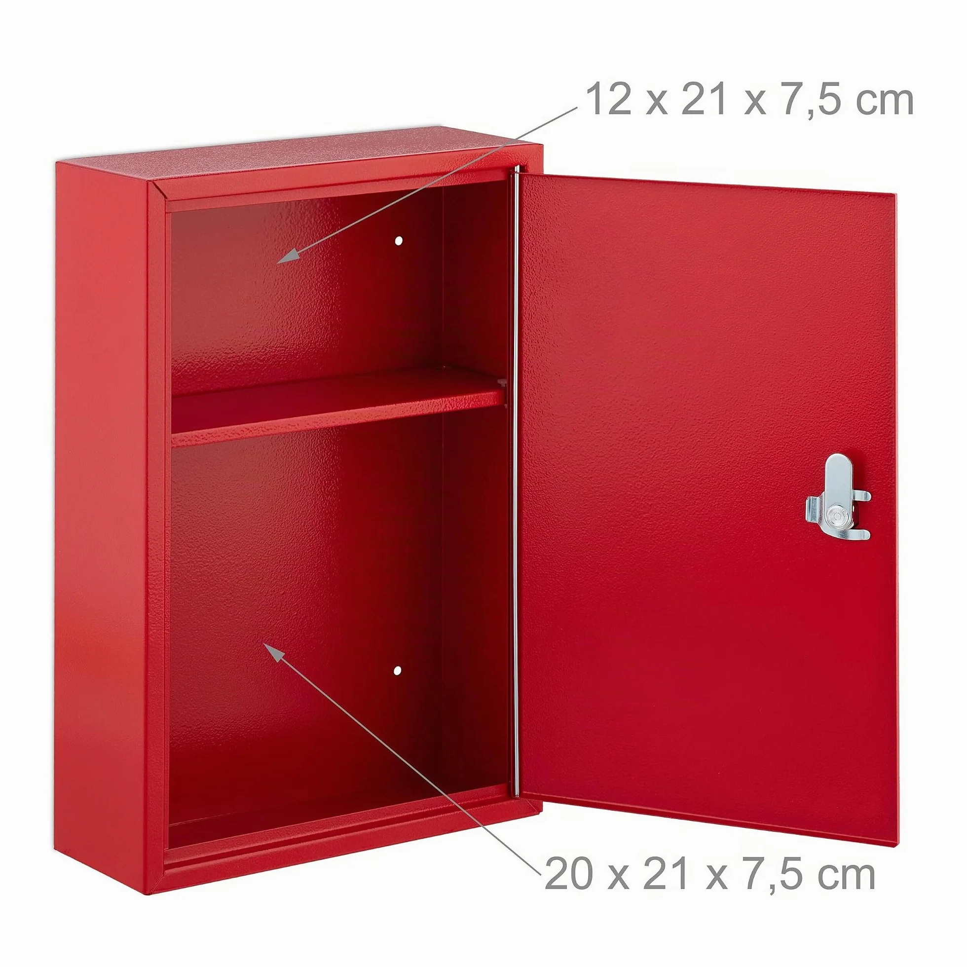 Relaxdays Armadietto Pronto Soccorso per Medicinali, Cassetta con Chiusura di Sicurezza, 32x21,5x9,5 cm, Rosso Bianco