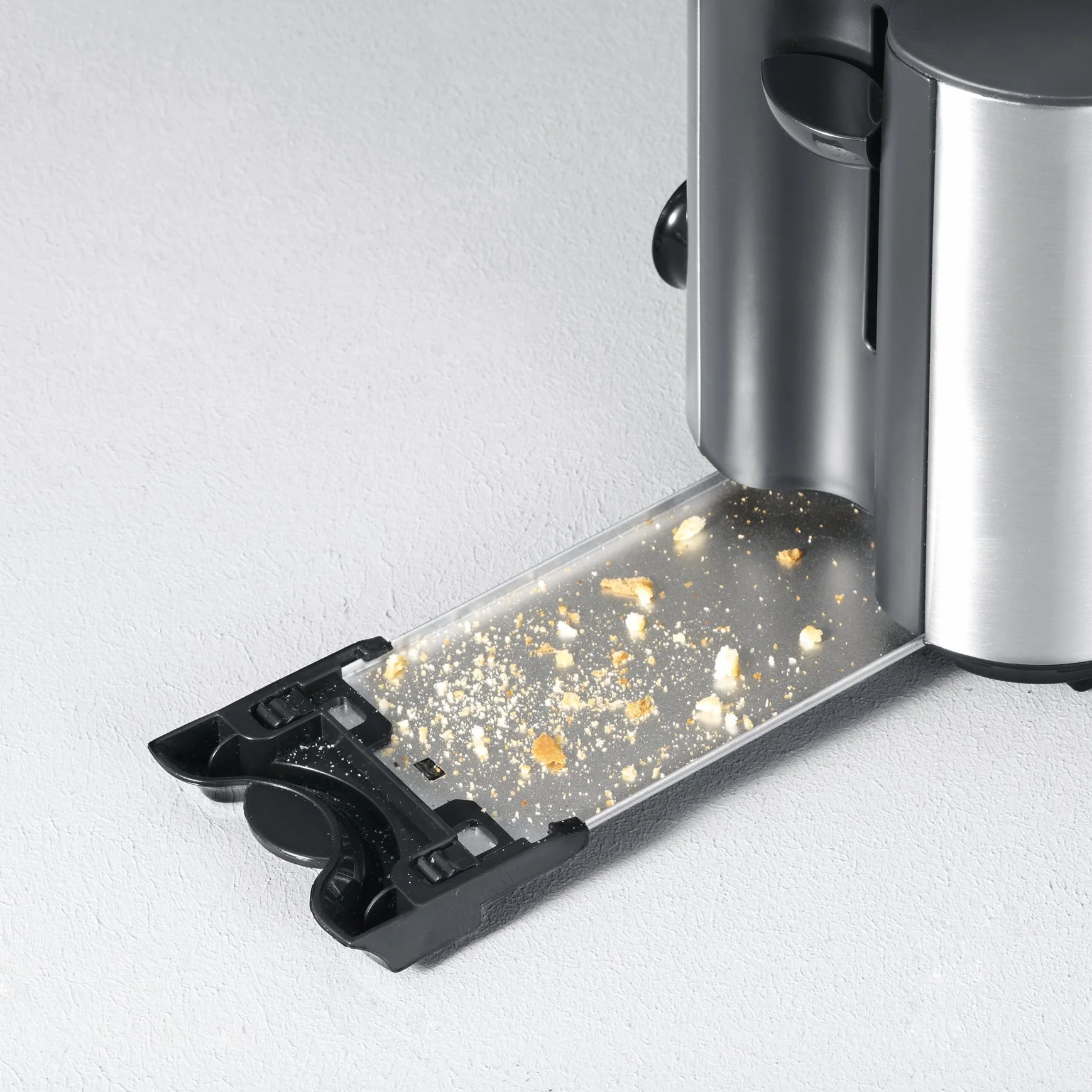 SEVERIN Tostapane 4 Fette Fessure Lunghe, 1400W, Acciaio Inox, Griglia Scaldapanini, Funzione Scongelamento, con Vassoio Raccoglibriciole, 39,7 x 15,7 x 18,5 cm, Nero/Argento - AT 2509