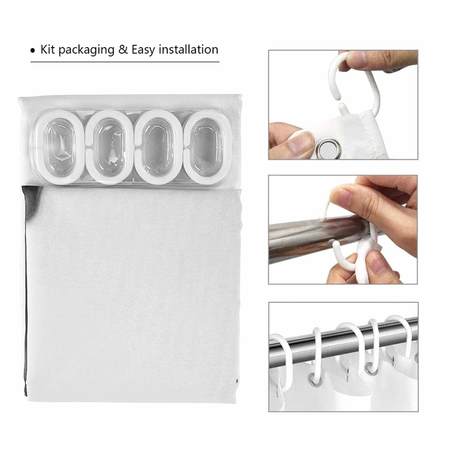Tende Da doccia Beige Pulito Luminoso Minimalista Arredo Da Bagno Protezione Della Privacy Pratiche Tende Da doccia Con Ganci 150x180 cm