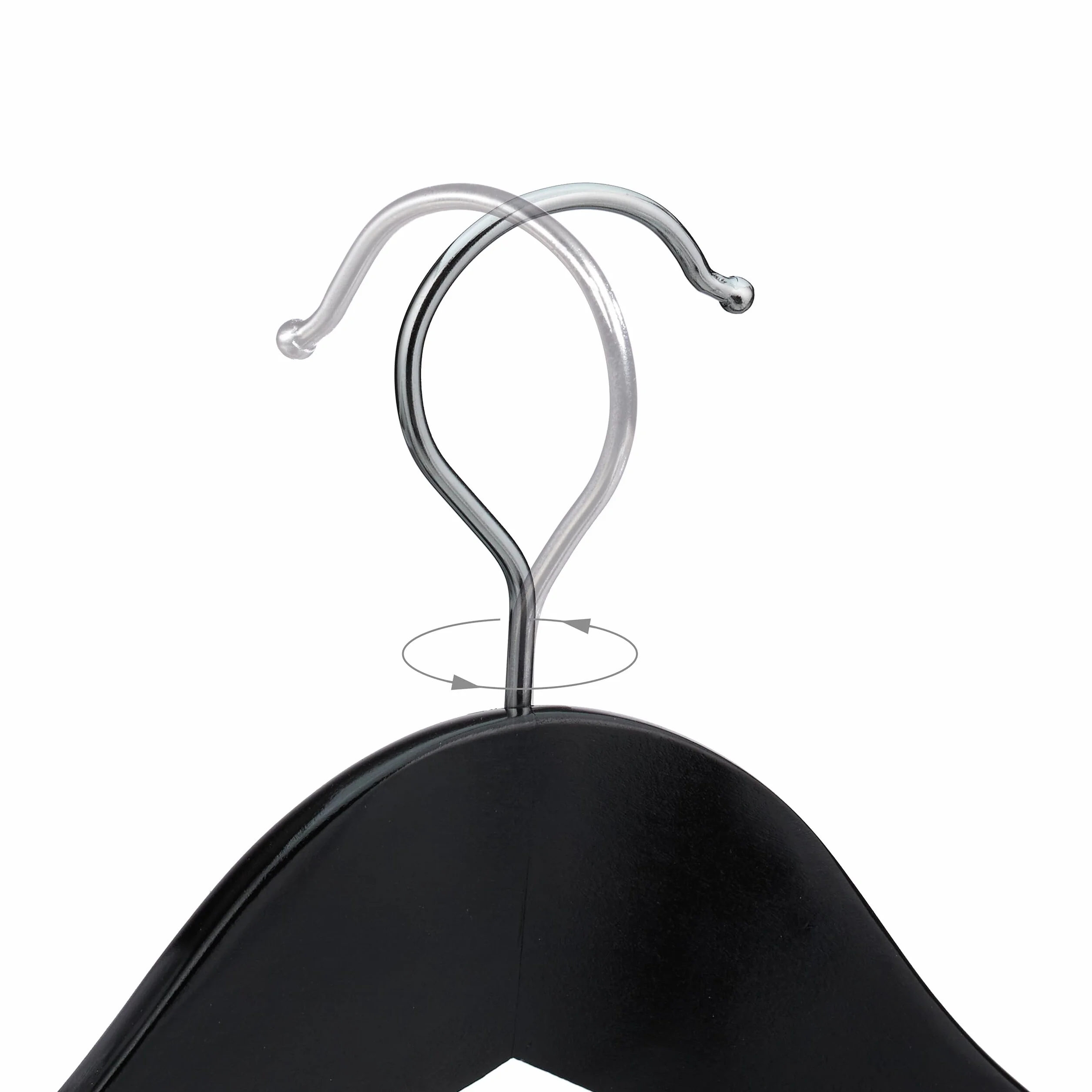 Relaxdays Grucce Appendiabiti per Giacche e Abiti, Set 8 Appendini con Barra Appendi Pantaloni e Gonne, Legno, Nero