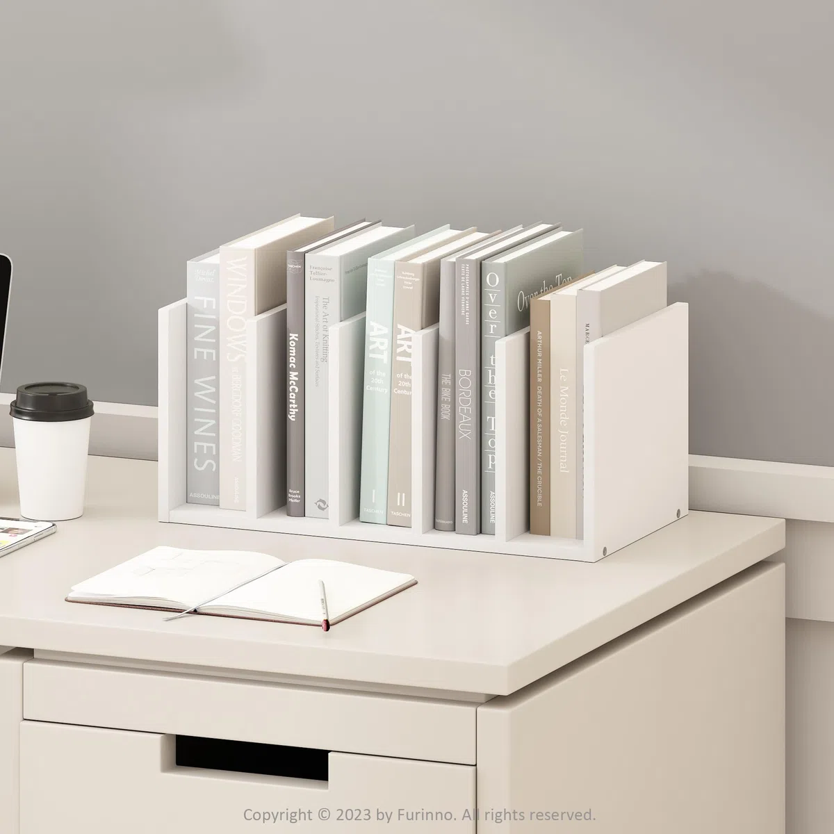 Furinno HERMITE organizer e accessori da scrivania con portadocumenti, organizzazione ufficio, libreria da scrivania, per forniture da ufficio, Bianco