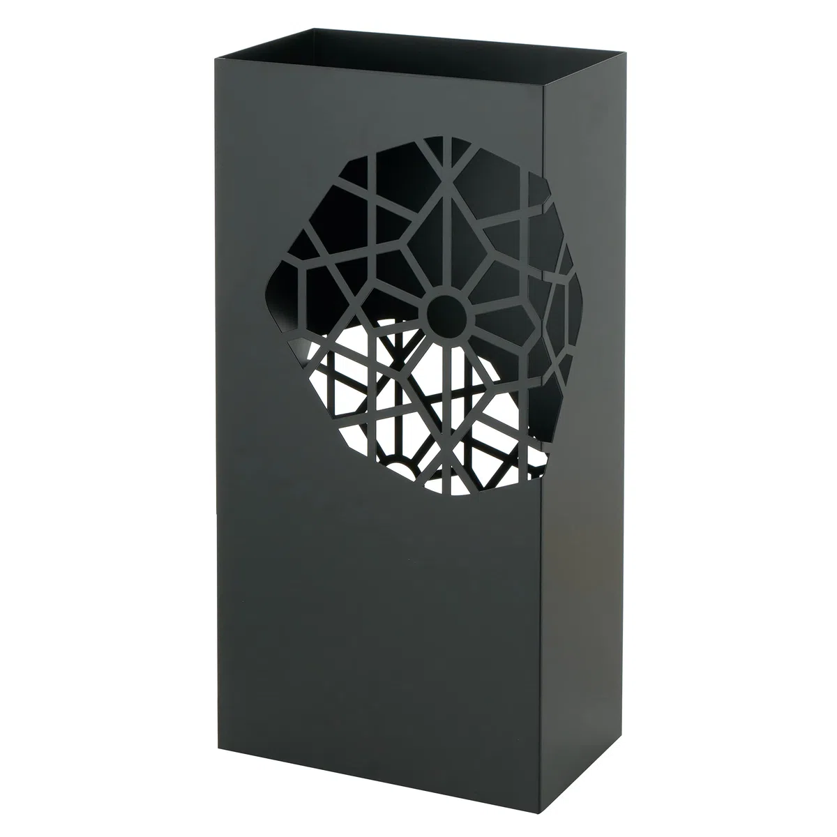 Baroni Home Portaombrelli Design Moderno in Metallo Squadrato, 2 Gancini, Vaschetta Scolapioggia Rimovibile 25x15x50 cm Nero