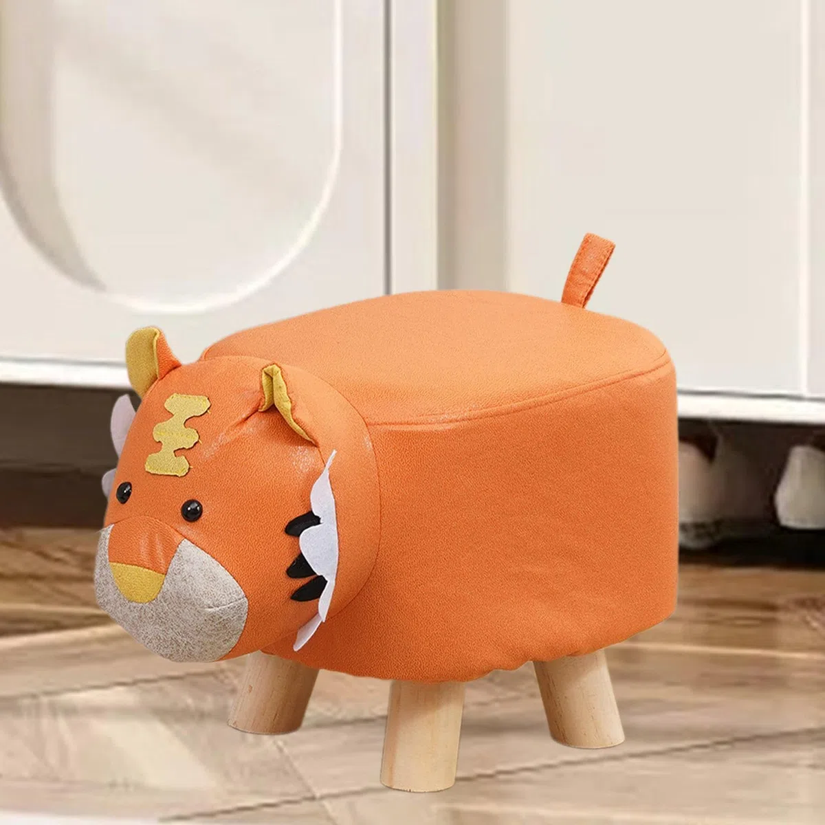 Poggiapiedi per bambini Sedia per bambini Sgabello per apprendimento per bambini Forma di animale Poggiapiedi Sgabello per ingresso Camera da letto, Tigre arancione