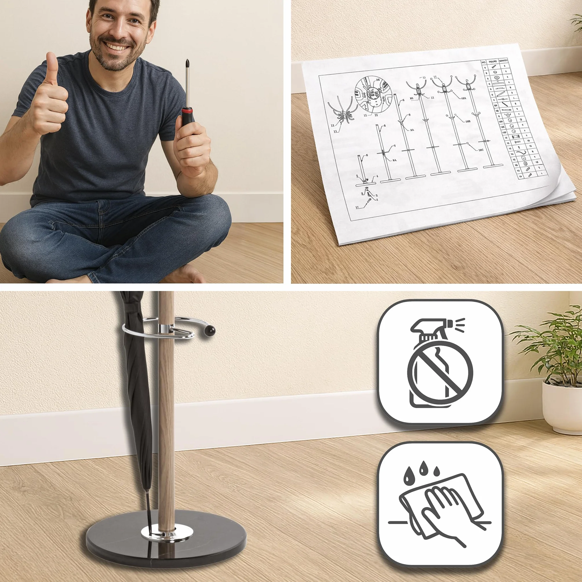 HAKU Appendiabiti bianco, metallo - Dim. A 180 cm x Ø 37 cm, Stile Moderno