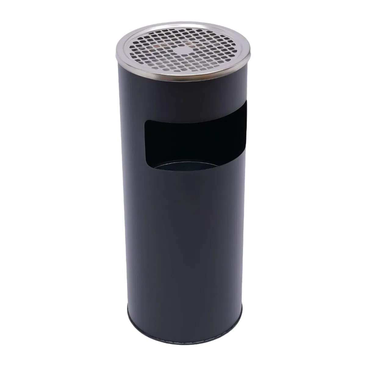 Posacenere da esterno, cestino con posacenere, cestino spazzatura esterno acciaio inox, cestino per la spazzatura per ufficio, cestino con secchio interno, 30 litri (nero)