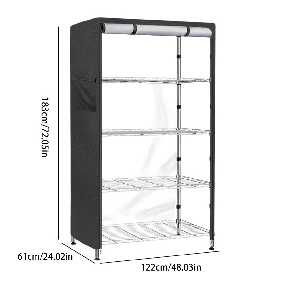 Coperchio Scaffale A Filo 30/36/42/48/60in Copri Ripiani Filo Metallico Tessuto Oxford Copertura Antipolvere Con Zip Per Scaffale Impermeabile Antipolvere Per Cucina Garage Cantina Interno Esterno