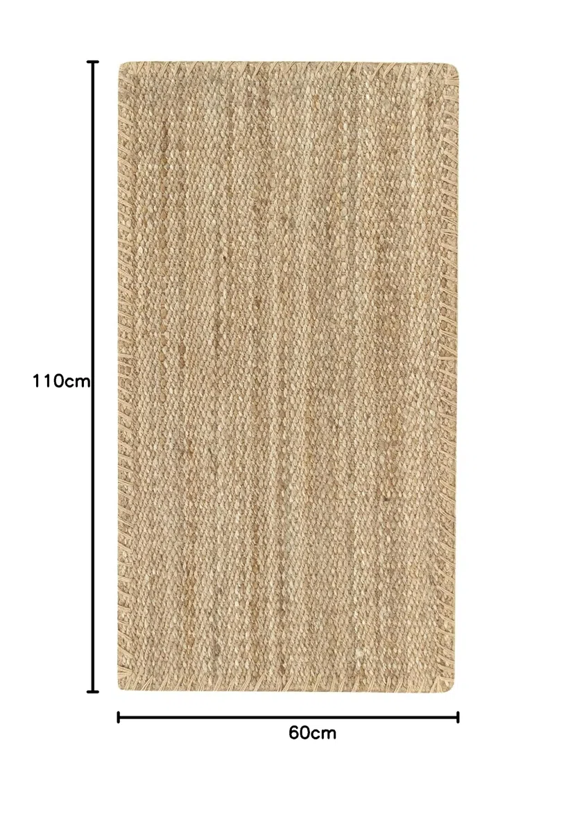 HAMID - Tappeto in Juta Granada 100% Fibra di Iuta Naturale, Tappeto Morbido e ad Alta Resistenza, Tessuto a Mano, Soggiorno, Camera da Letto, Tappeto Corridoio, Naturale (110x60cm)