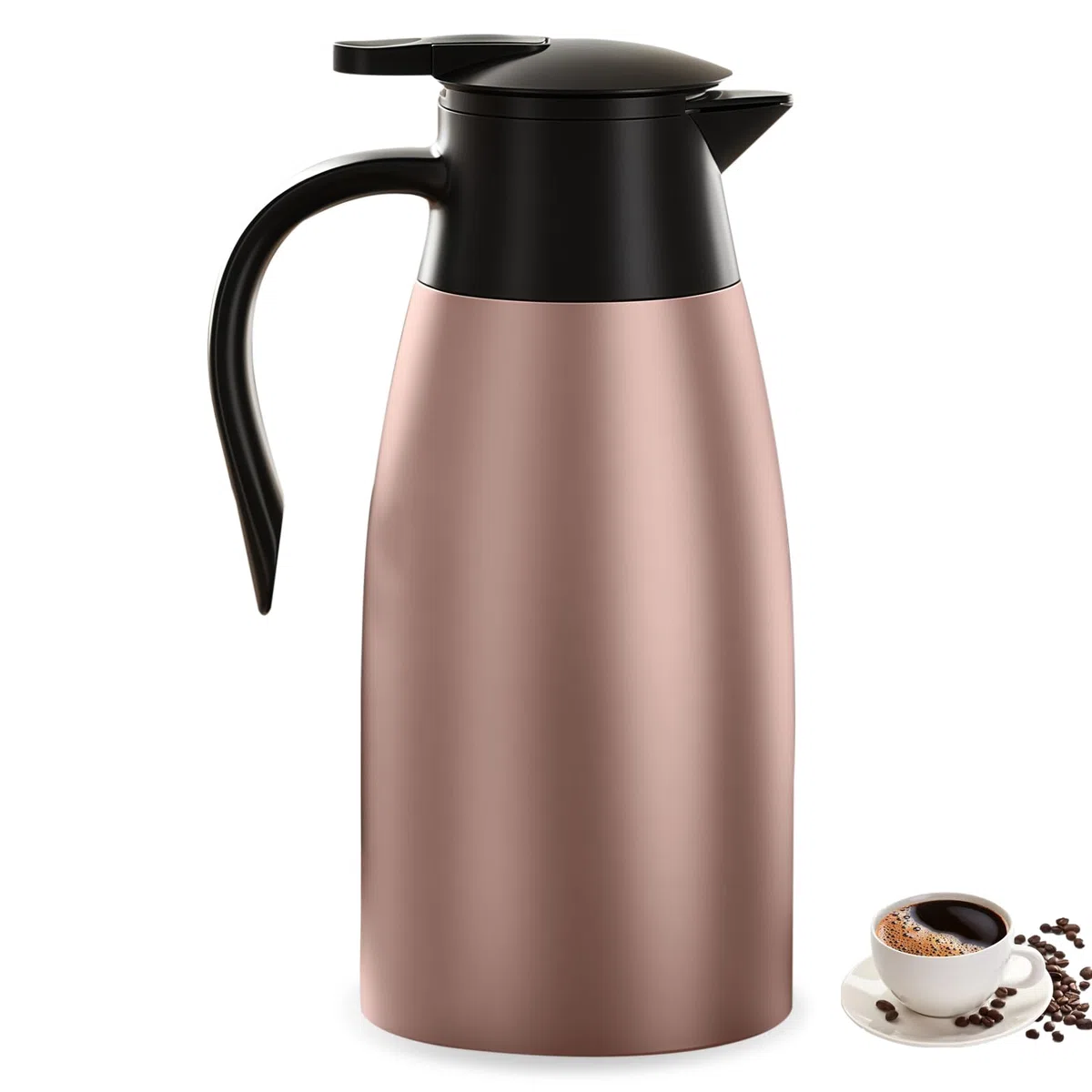 Thermos da 2 l in acciaio inox: thermos a doppia parete con manico e beccuccio, ideale come caffettiera o teiera per acqua calda in ufficio, hotel e ristorante