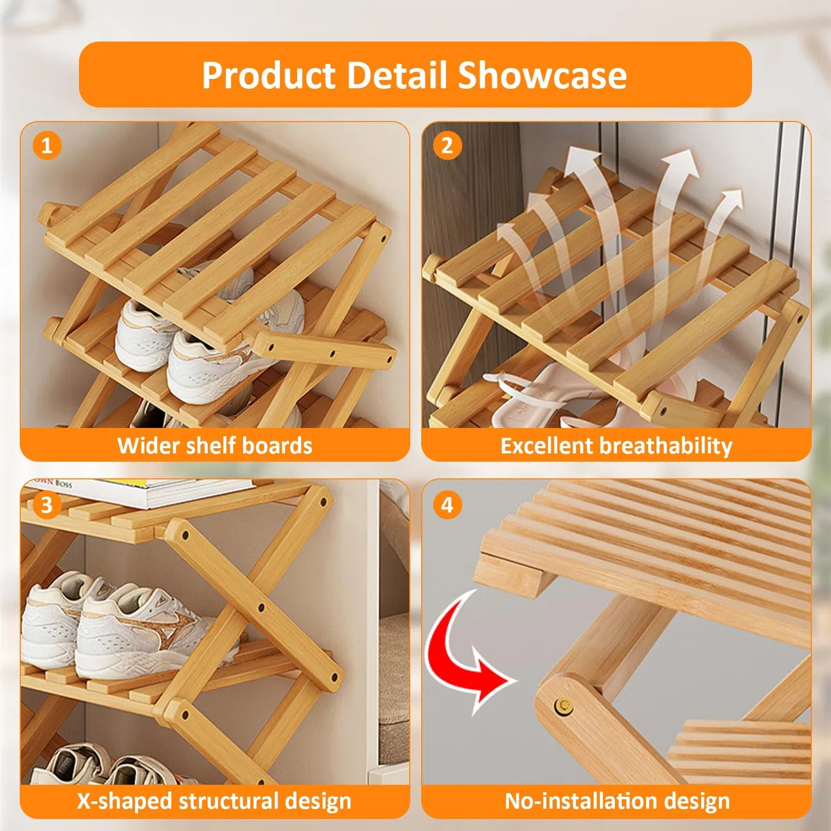 Scarpiera verticale a 5 ripiani in bambù ad angolo, pieghevole, autoportante, scarpiera organizer per ingresso, armadio, camera da letto, corridoio, soggiorno, piccoli spazi, 25,4 x 25,4 x 71,1 cm