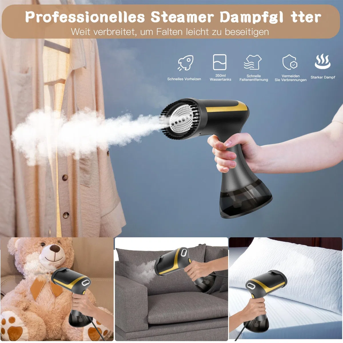 Ferro da Stiro Verticale, Viafexna 1500W Stiratore Verticale con Serbatoio Dell'Acqua da 350Ml, Stiratrice Verticale per la Rimozione Rapida Delle Rughe, per la Casa, in Viaggio