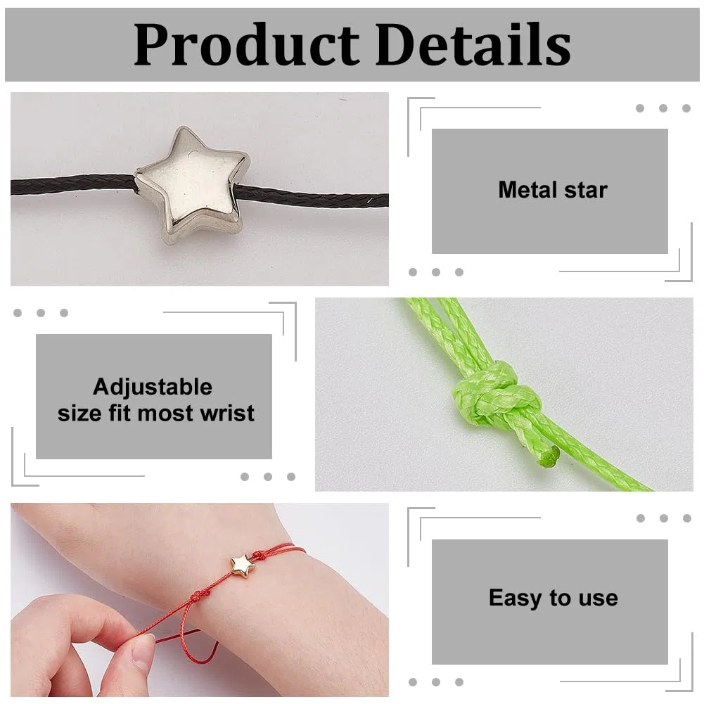 FINGERINSPIRE 20Pz Bracciale dell'Amicizia A Forma di Stella con 20Pz biglietti Esprimi Un Desiderio Braccialetti Dei Desideri Gioielli per Il Ritorno A Scuola Braccialetti per Il Lavoro di Squadra