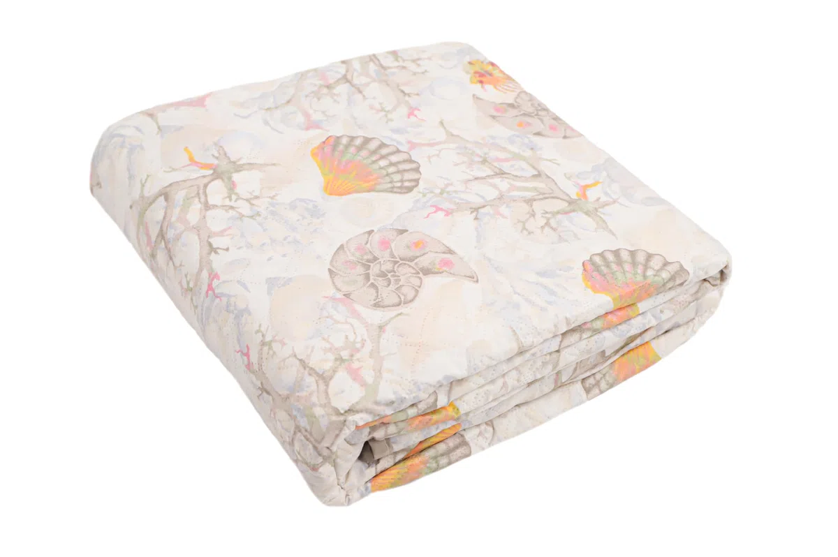 Viterbo Biancheria Trapuntino Copriletto Primaverile DoubleFace Letto Singolo Matrimoniale E Piazza E Mezzo A Fantasia (Matrimoniale (881), Conchiglie Beige)