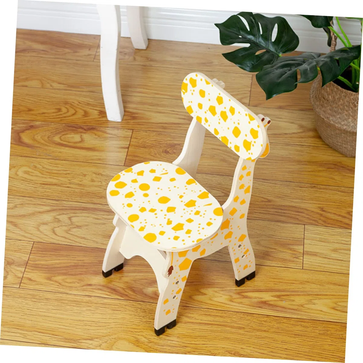 VALICLUD Sedia con schienale in legno a forma di giraffa per sgabello carino e giocoso, design liscio con caratteristiche di sicurezza, mobili per bambini per giocare a casa