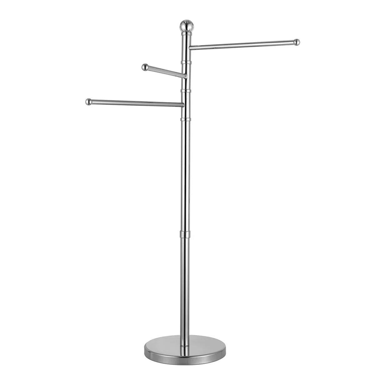 Baroni Home Piantana Porta Asciugamani a 3 Braccia, Acciaio, Metallo Cromato Antiruggine, Portasciugamani da Terra con Base Pesante, 44X23X89 cm, Baroni Home Bagno Cromo Acciaio