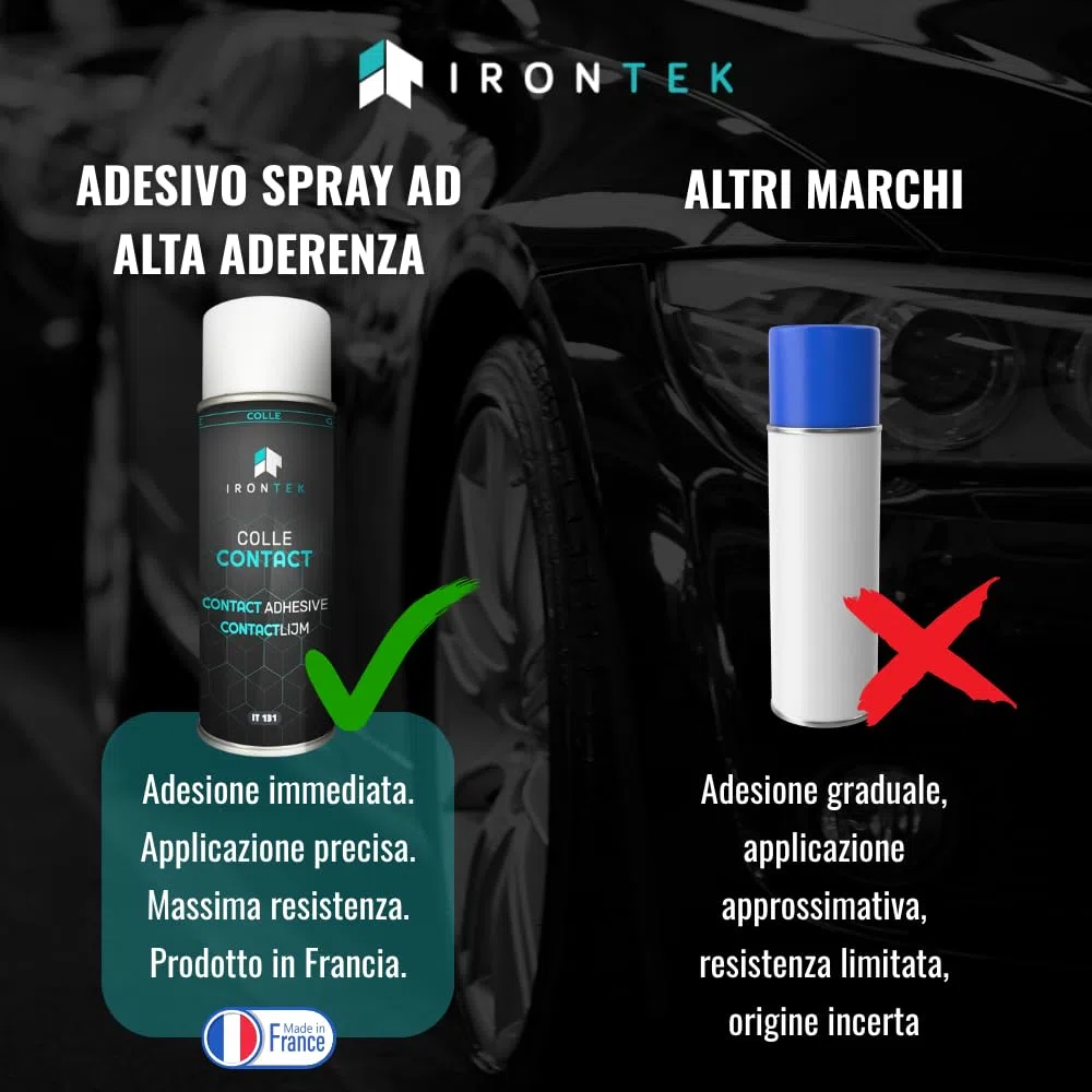 Colla Spray a Contatto 400ml - IRONTEK - IT131 | Neoprene Senza Filamenti | Alta Resistenza | Tessuti Gomma Plastica | Riposizionabile