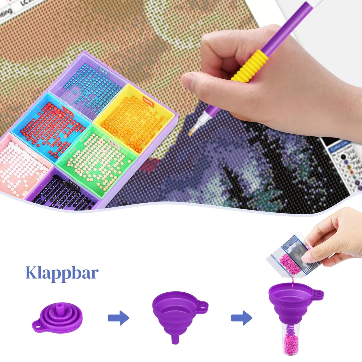 Diamond Painting Kit Completo,70 Slots Diamond Painting Accessori,5D Pittura Diamante Kit per pittura con trass,perle,artigianato fai da te
