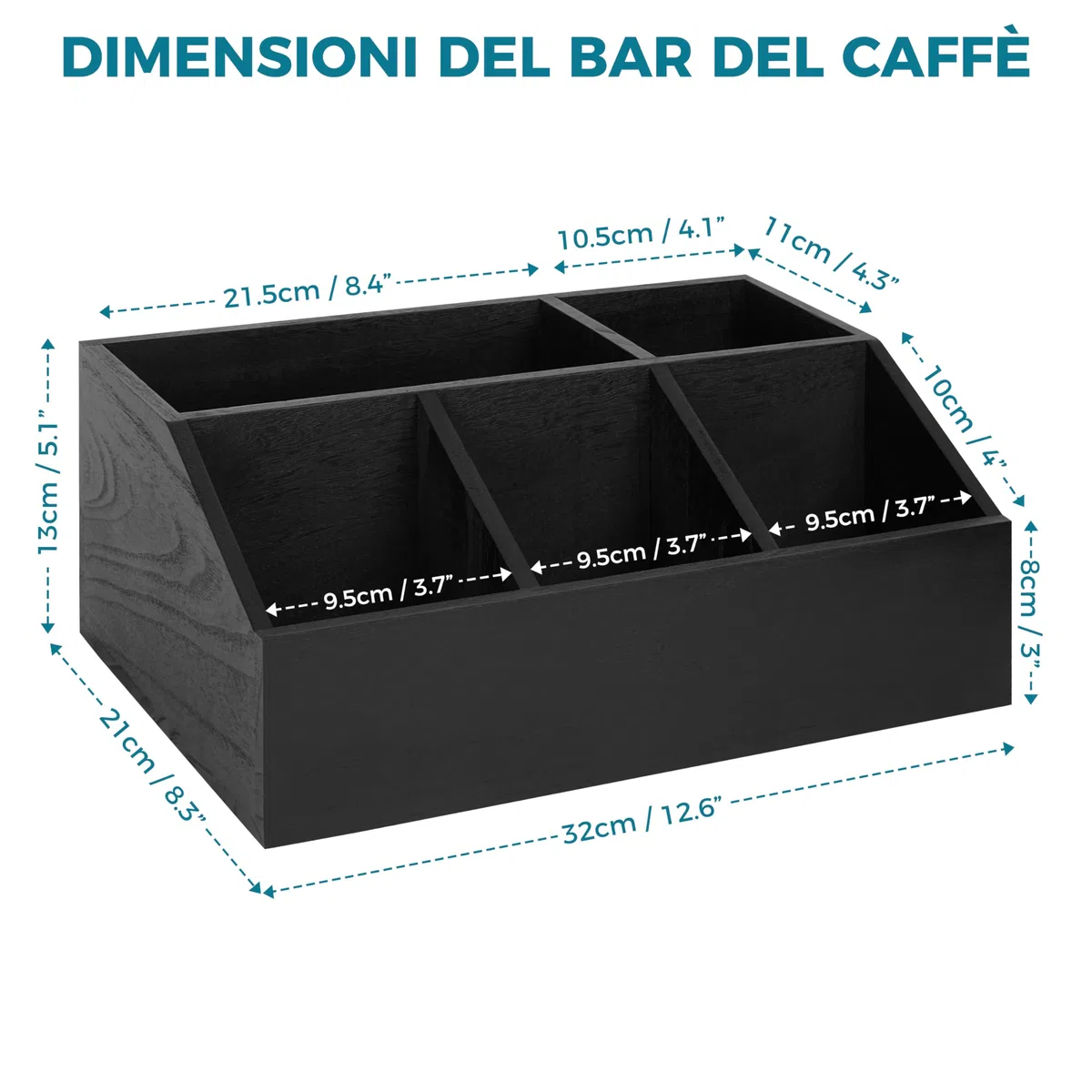 Winter Shore Organizer Caffe da Banco in Legno - Postazione Caffe Moderna per Ufficio - Angolo Caffe Cucina - Coffee Station per Pausa Caffè e Spuntini