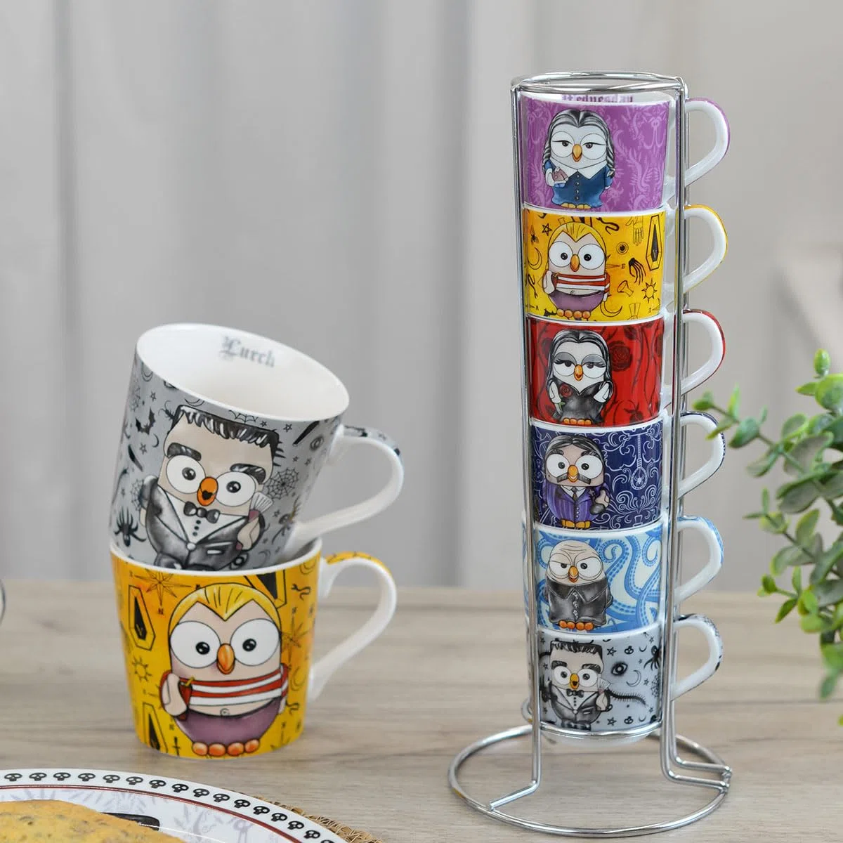 Egan Set 6 Tazzine Caffé Imp. The Addams Family + Metalrack