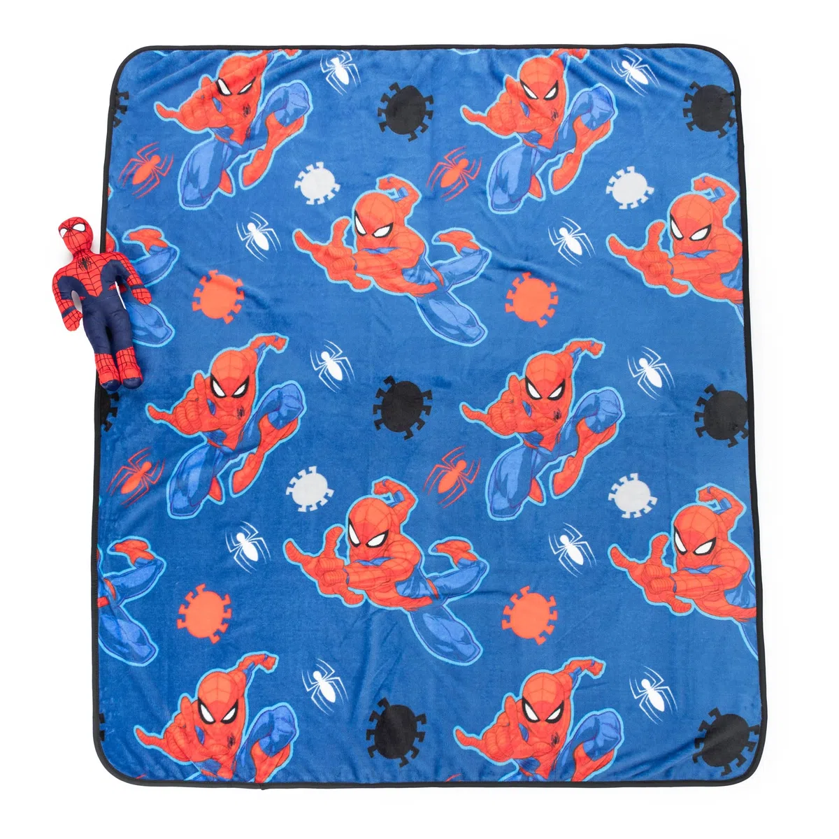 Cuscino Abbraccio Mini Peluche Marvel Uomo Ragno & Plaid Morbido 130 x 150 - Spiderman Set Coccole Bambini Super soffice 2 pezzi