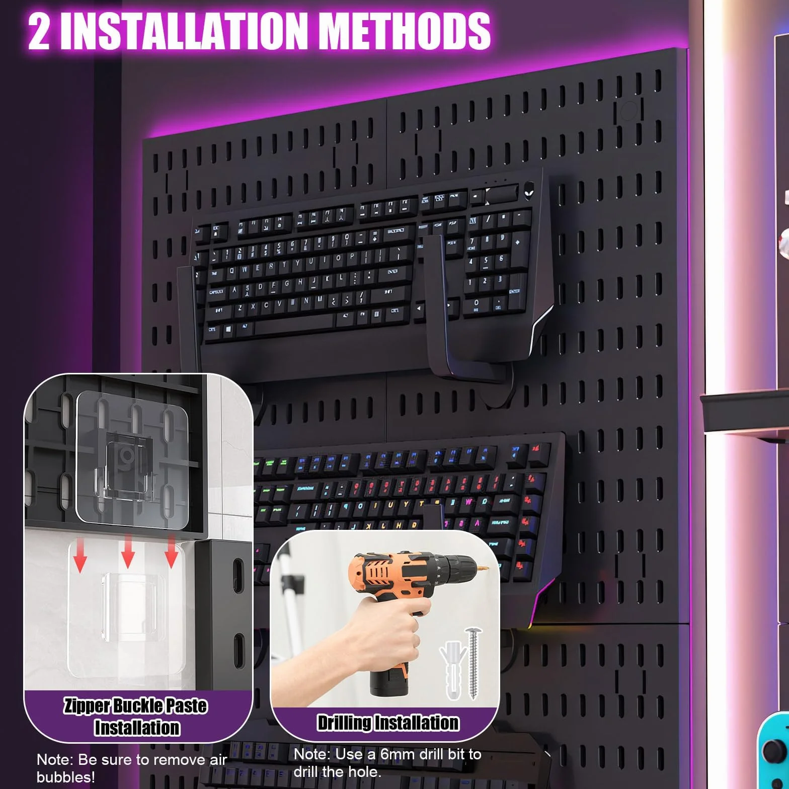 Set di 4 lavagne (42 x 30 cm) + 20 accessori per la conservazione della stanza, l'organizzazione e la decorazione, combinazione libera e facile da installare (nero)