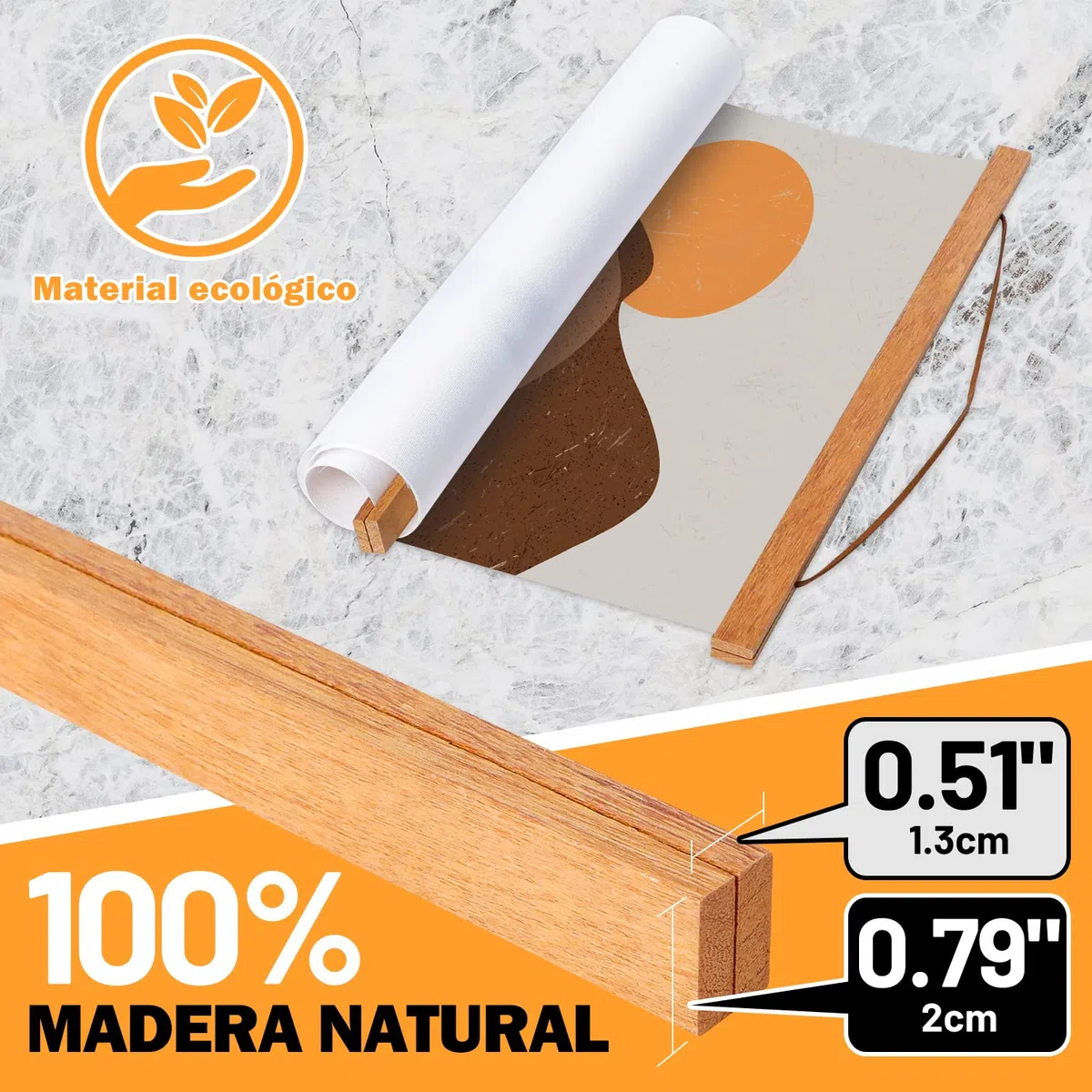 Benjia - Guida magnetica per poster, stampe, immagini, in legno, adatta per poster di formato A0 (larghezza 84 cm, colore: legno di teak)